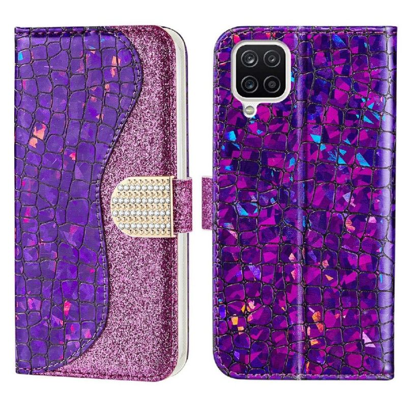 Flipové Pouzdro Na Samsung Galaxy A22 4G Luxusní Flitry Croco