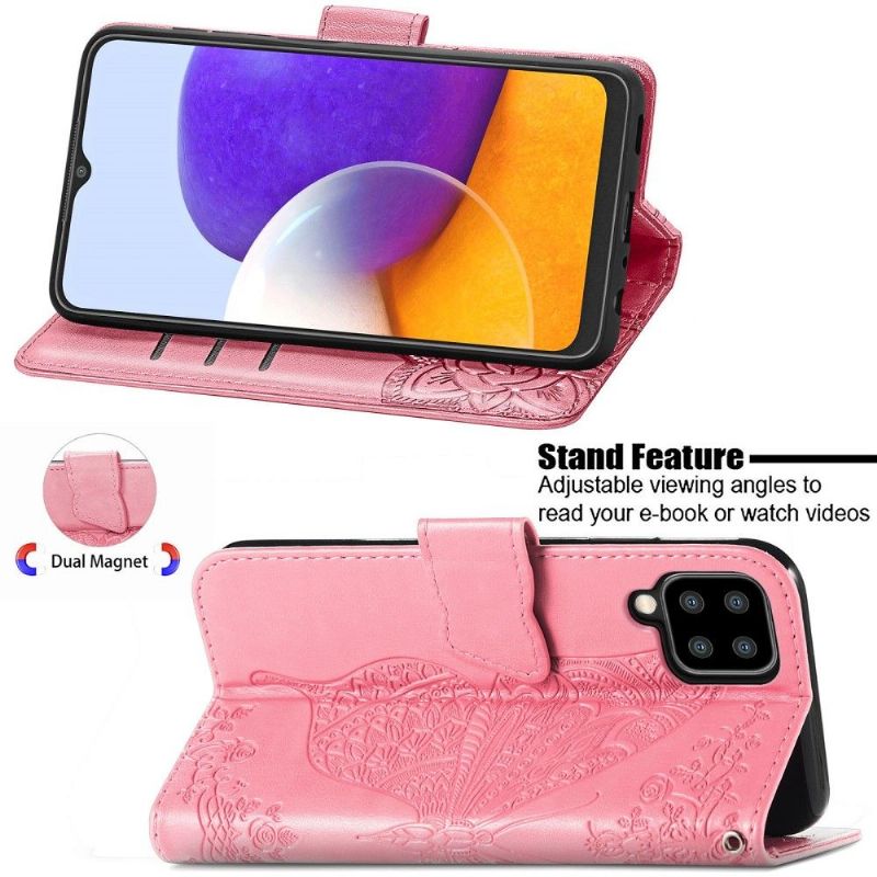 Flipové Pouzdro Na Samsung Galaxy A22 4G Pomocný Motýl