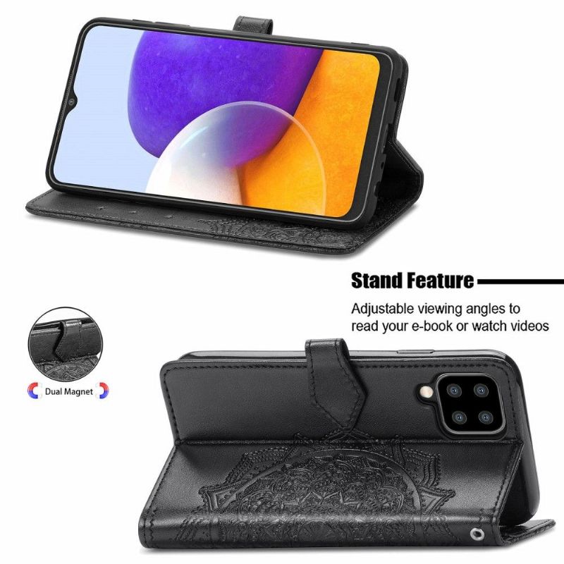 Flipové Pouzdro Na Samsung Galaxy A22 4G Reliéfní Mandala