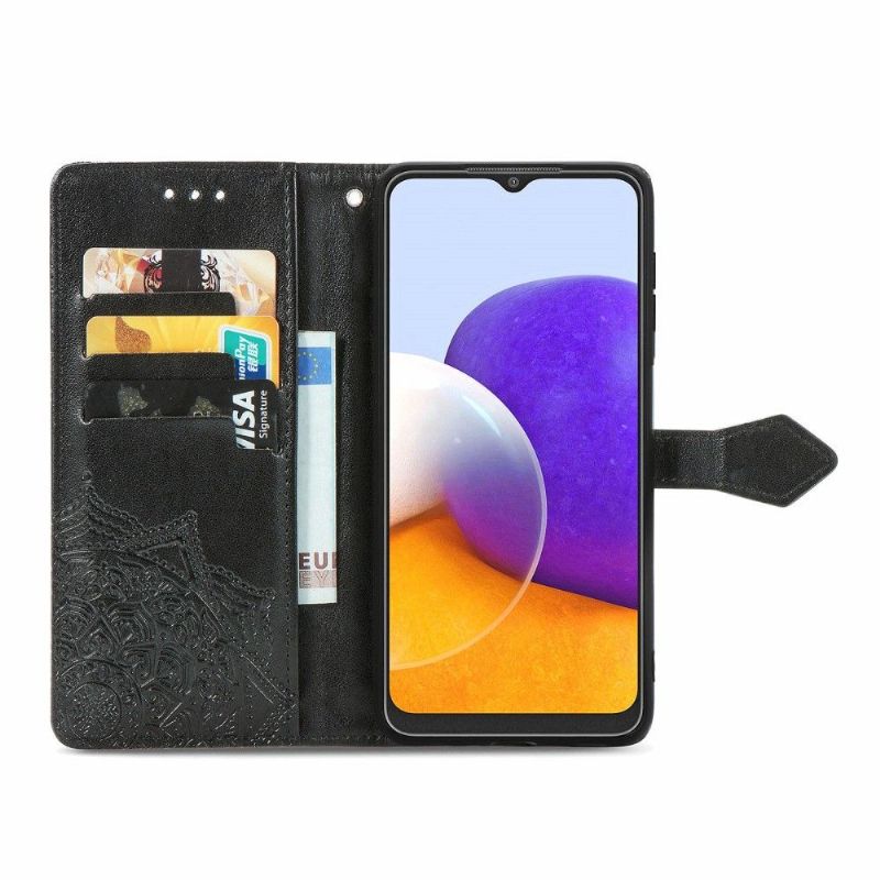 Flipové Pouzdro Na Samsung Galaxy A22 4G Reliéfní Mandala