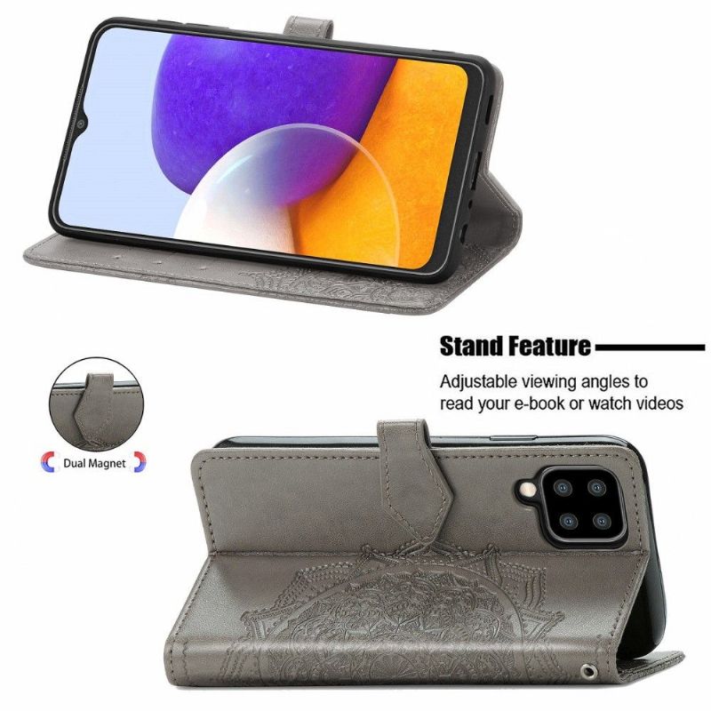 Flipové Pouzdro Na Samsung Galaxy A22 4G Reliéfní Mandala
