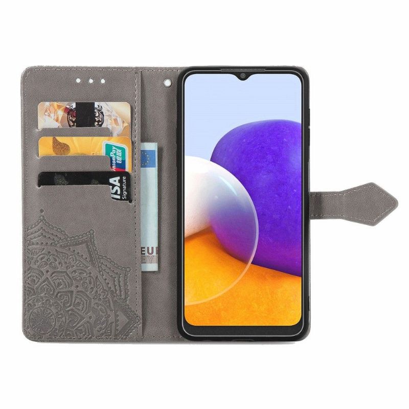 Flipové Pouzdro Na Samsung Galaxy A22 4G Reliéfní Mandala