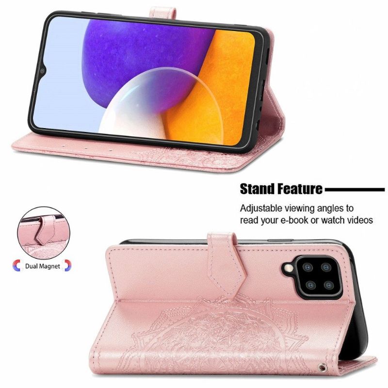 Flipové Pouzdro Na Samsung Galaxy A22 4G Reliéfní Mandala