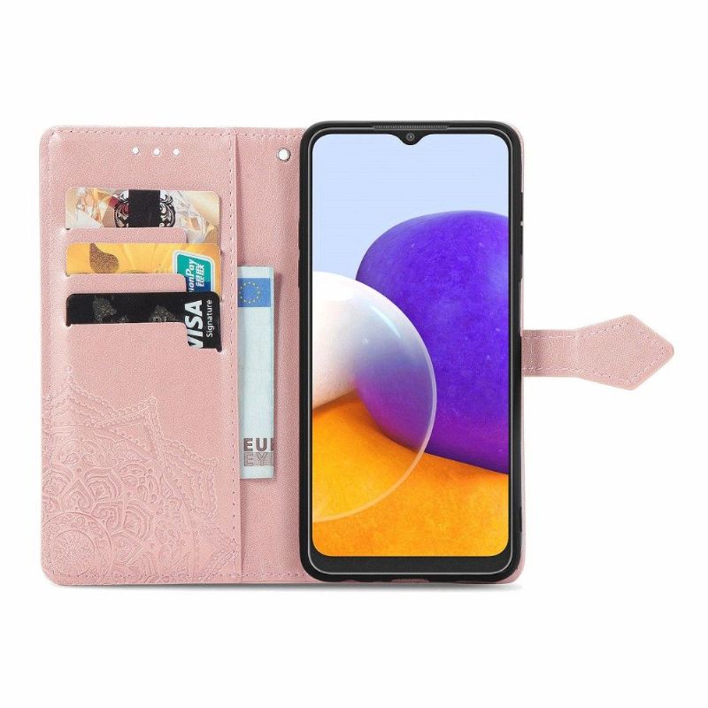 Flipové Pouzdro Na Samsung Galaxy A22 4G Reliéfní Mandala