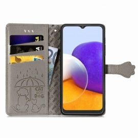 Flipové Pouzdro Na Samsung Galaxy A22 4G Reliéfní Zvířata