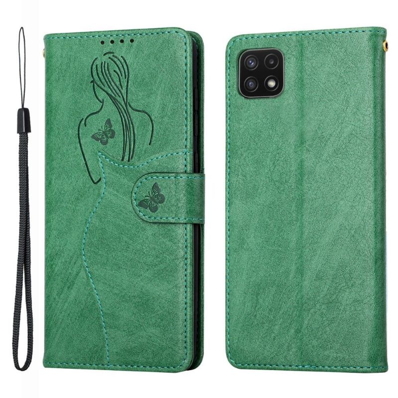 Kožené Pouzdro Na Samsung Galaxy A22 4G Prémiová Ilustrační Dívka