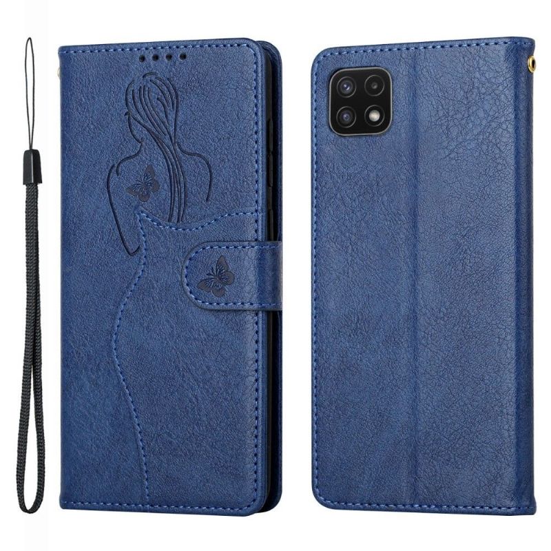 Kožené Pouzdro Na Samsung Galaxy A22 4G Prémiová Ilustrační Dívka