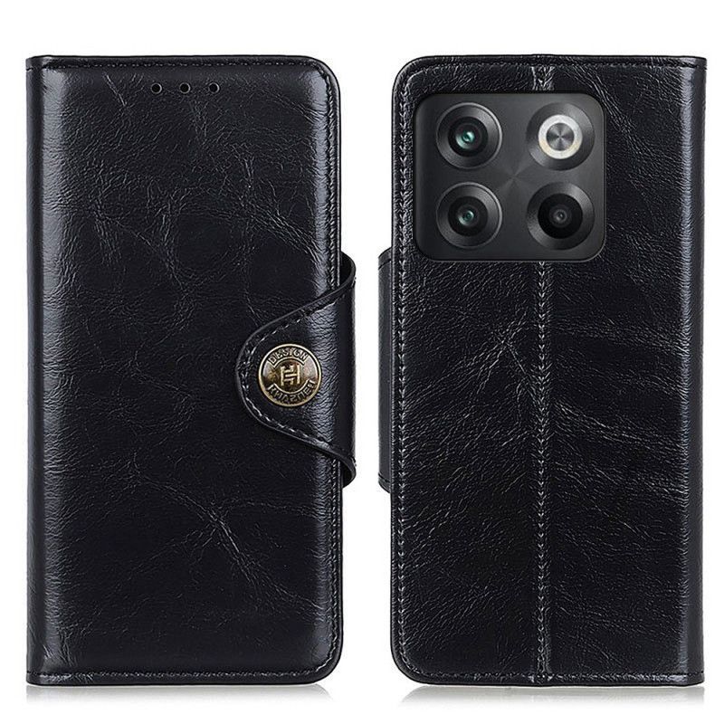 Flipové Pouzdro Na OnePlus 10T 5G Knoflík Khazneh Z Imitace Lakované Kůže