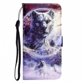 Flipové Pouzdro Na OnePlus 10T 5G Na Lana Lanyard Wolf
