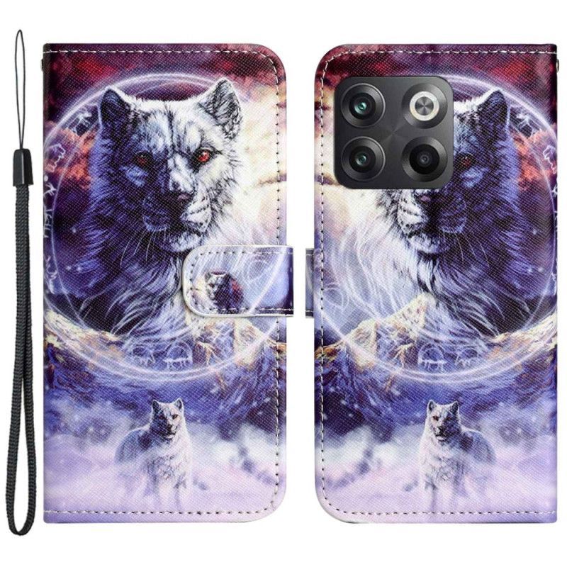 Flipové Pouzdro Na OnePlus 10T 5G Na Lana Lanyard Wolf