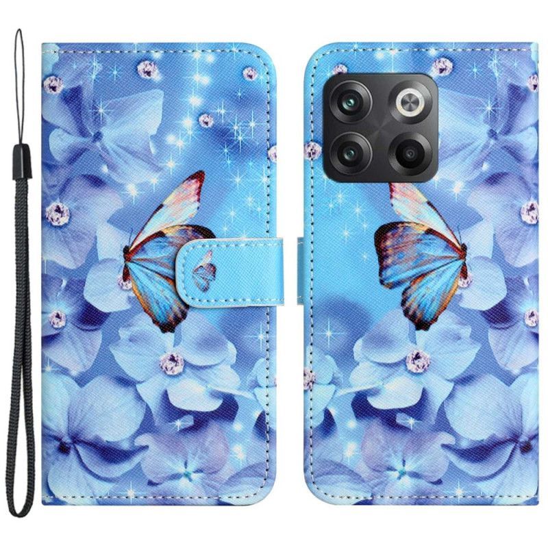 Flipové Pouzdro Na OnePlus 10T 5G Na Lana Strappy Diamond Motýli