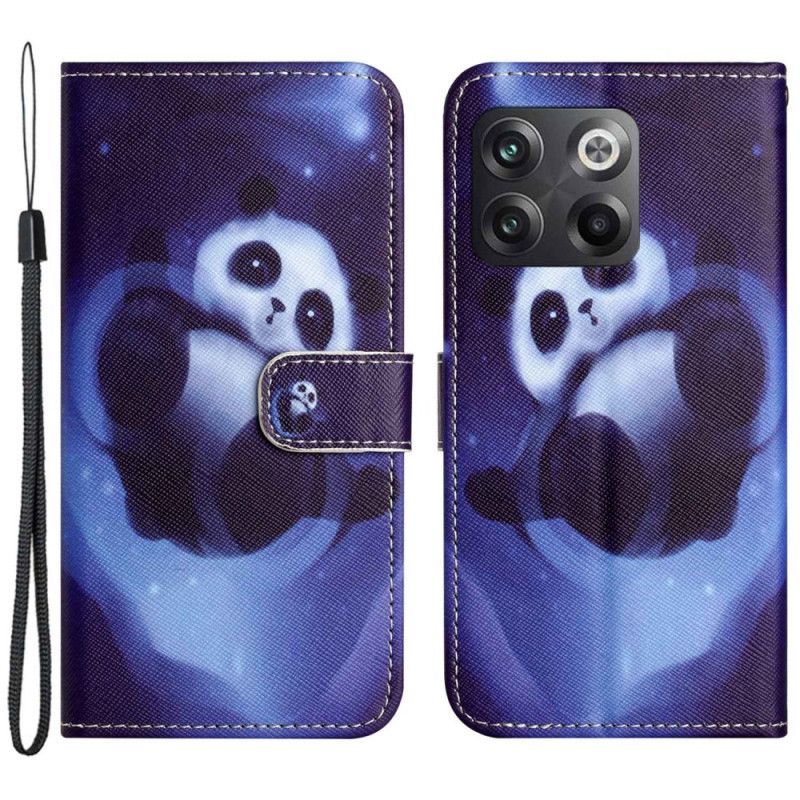 Flipové Pouzdro Na OnePlus 10T 5G Na Lana Strappy Space Panda