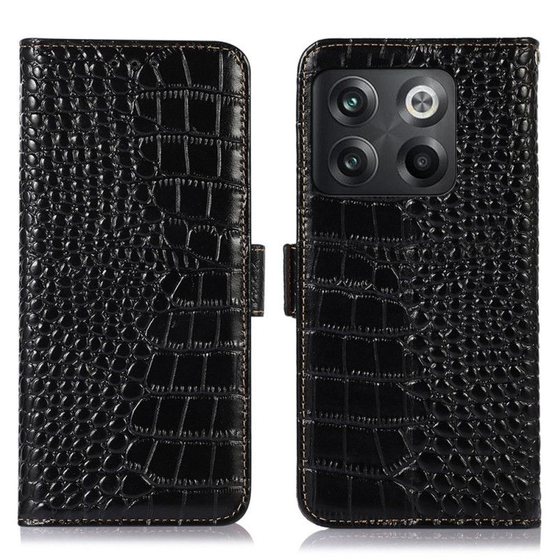 Kožené Pouzdro Na OnePlus 10T 5G Rfid Ve Stylu Krokodýla