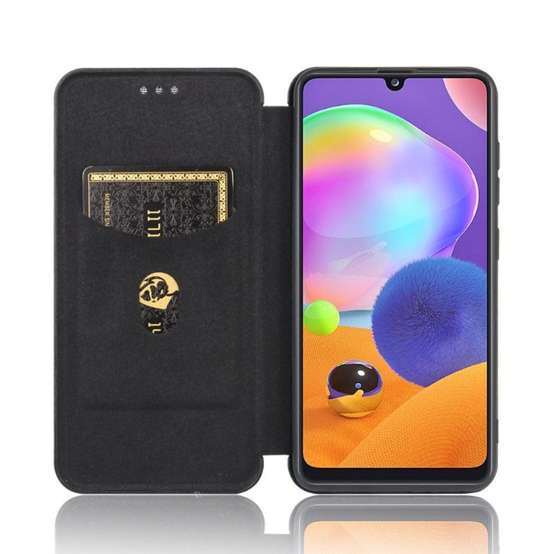 Flipové Pouzdro Na Samsung Galaxy A31 Efekt Uhlíkových Vláken