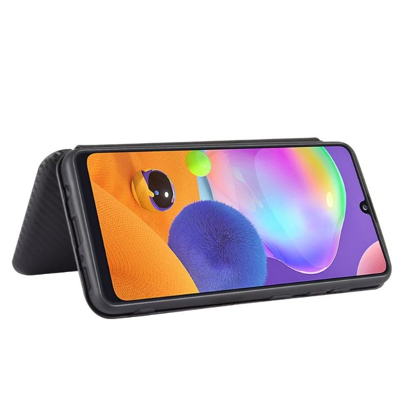 Flipové Pouzdro Na Samsung Galaxy A31 Efekt Uhlíkových Vláken