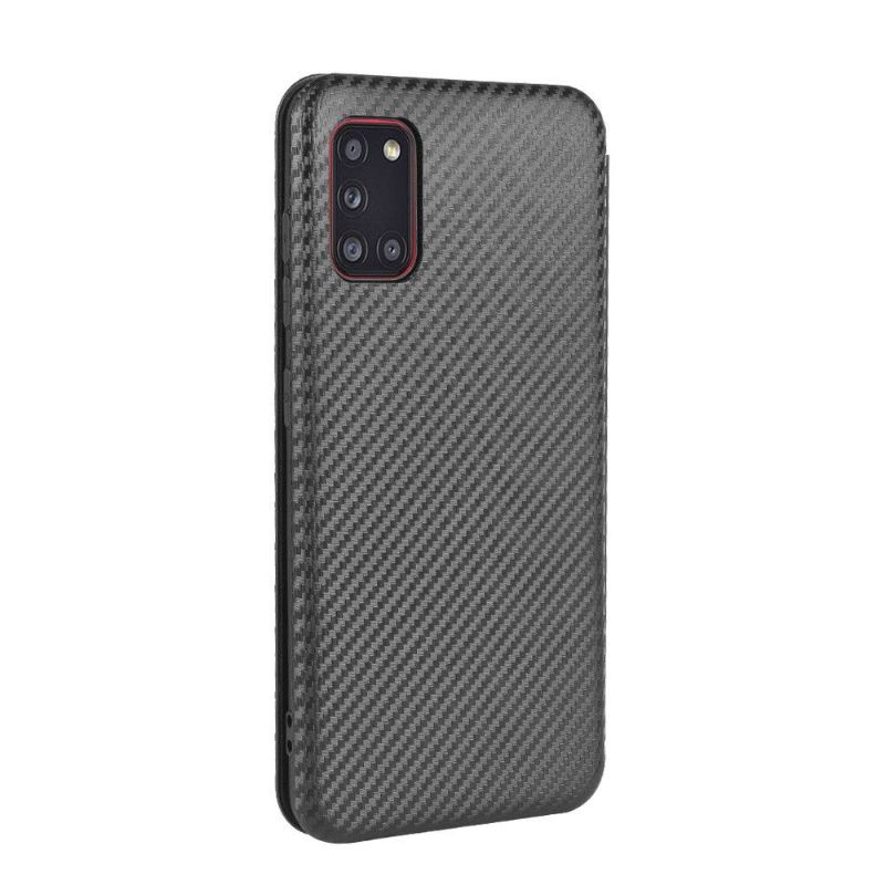 Flipové Pouzdro Na Samsung Galaxy A31 Efekt Uhlíkových Vláken