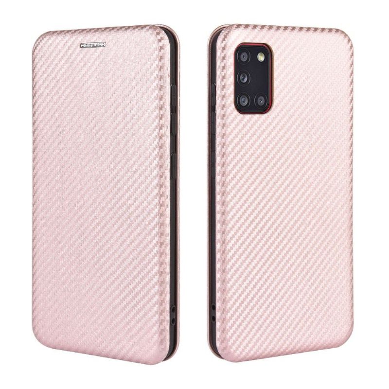 Flipové Pouzdro Na Samsung Galaxy A31 Efekt Uhlíkových Vláken