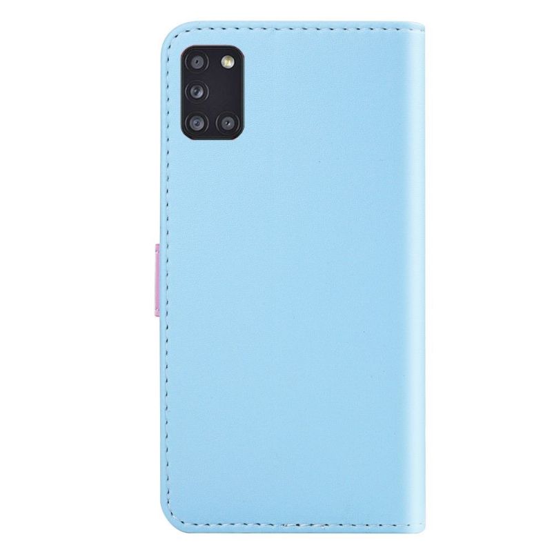 Flipové Pouzdro Na Samsung Galaxy A31 Tříbarevné Prošívání Z Umělé Kůže