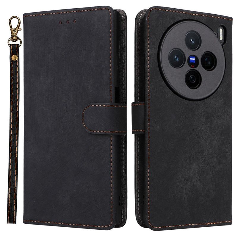 Peněženková Pouzdra Vivo X200 Kryty Na Mobil Semišový Efekt S Popruhem