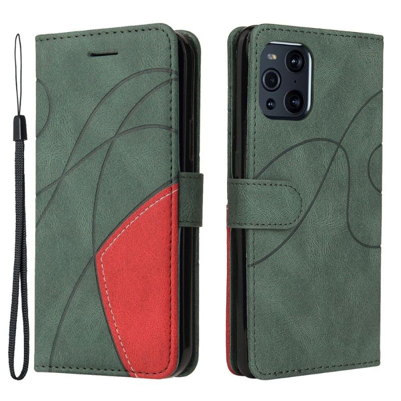 Flipové Pouzdro Na Oppo Find X3 Pro Dvoubarevné Umělecké