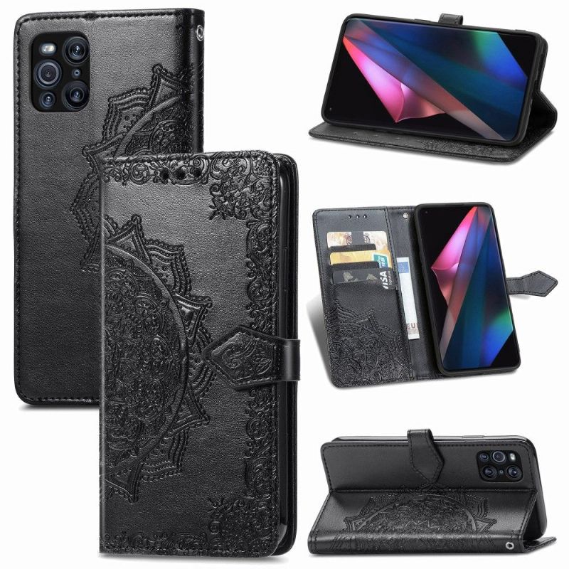 Flipové Pouzdro Na Oppo Find X3 Pro Mandala Reliéf Z Umělé Kůže