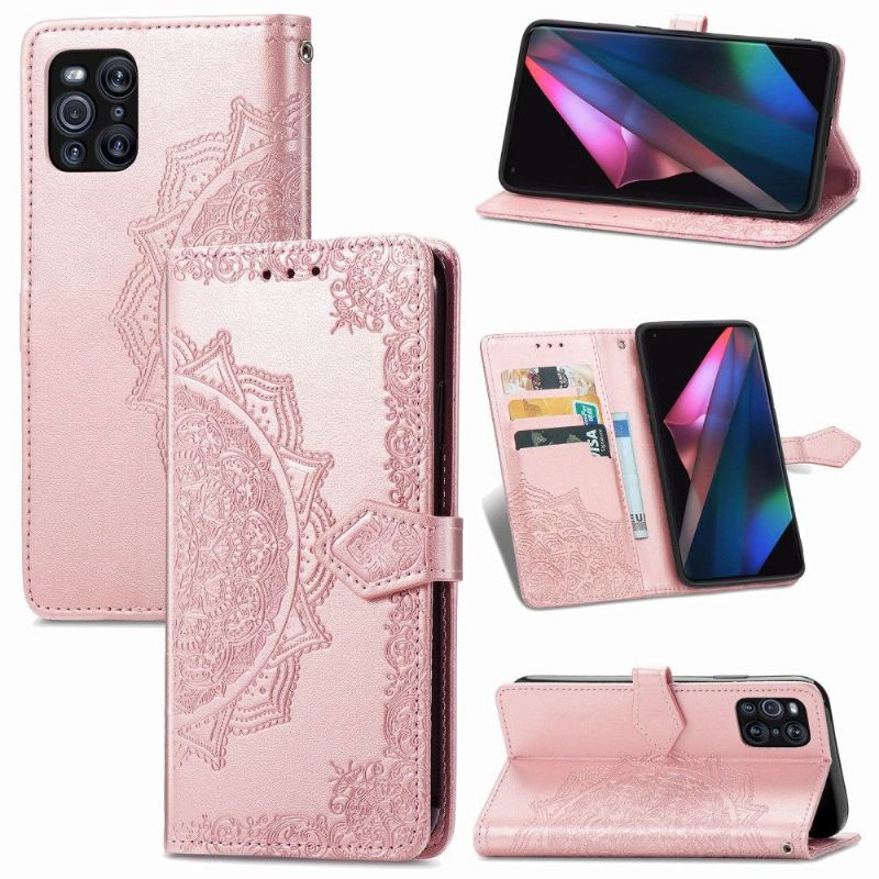 Flipové Pouzdro Na Oppo Find X3 Pro Mandala Reliéf Z Umělé Kůže