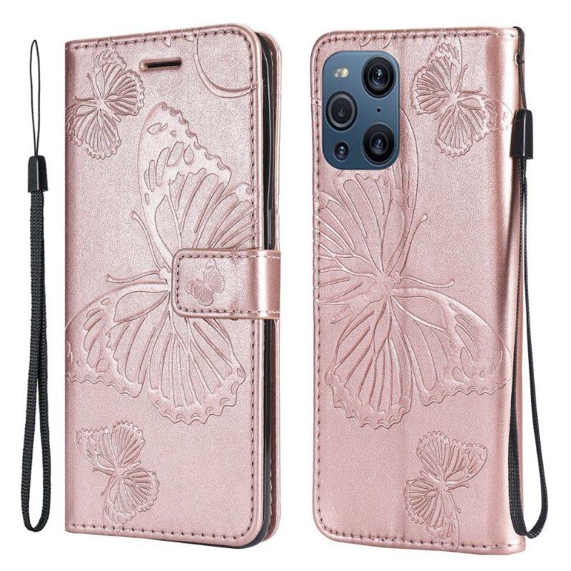 Flipové Pouzdro Na Oppo Find X3 Pro Podpora Motýlů Funkcí