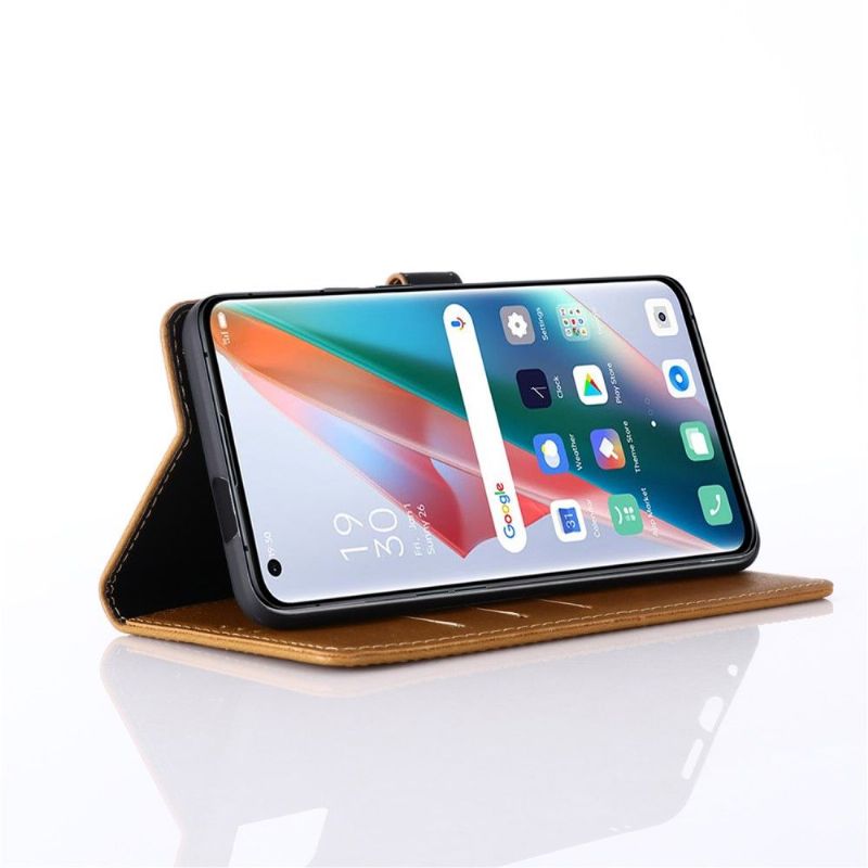 Kožené Pouzdro Folio Na Oppo Find X3 Pro Flipové Pouzdro Retro Folie Z Umělé Kůže