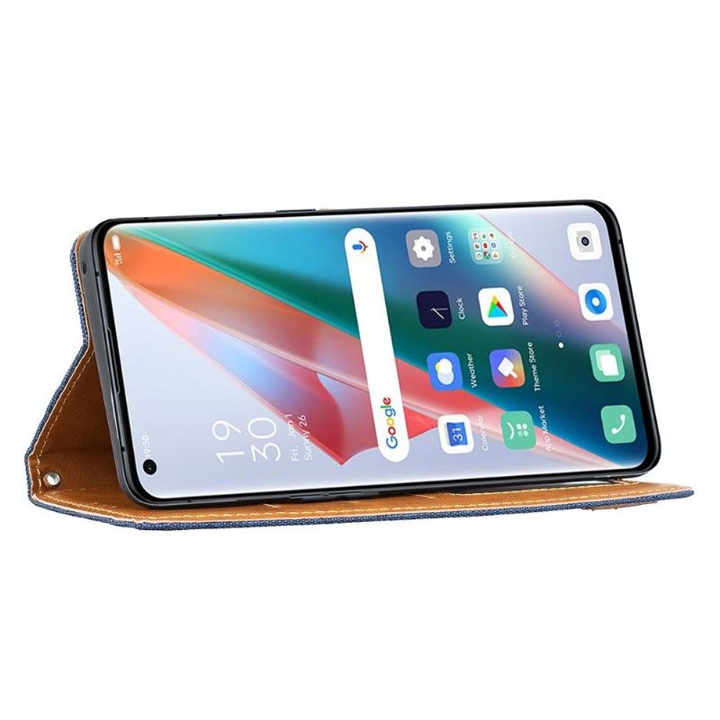 Kožené Pouzdro Na Oppo Find X3 Pro Efekt Plátna Oxford