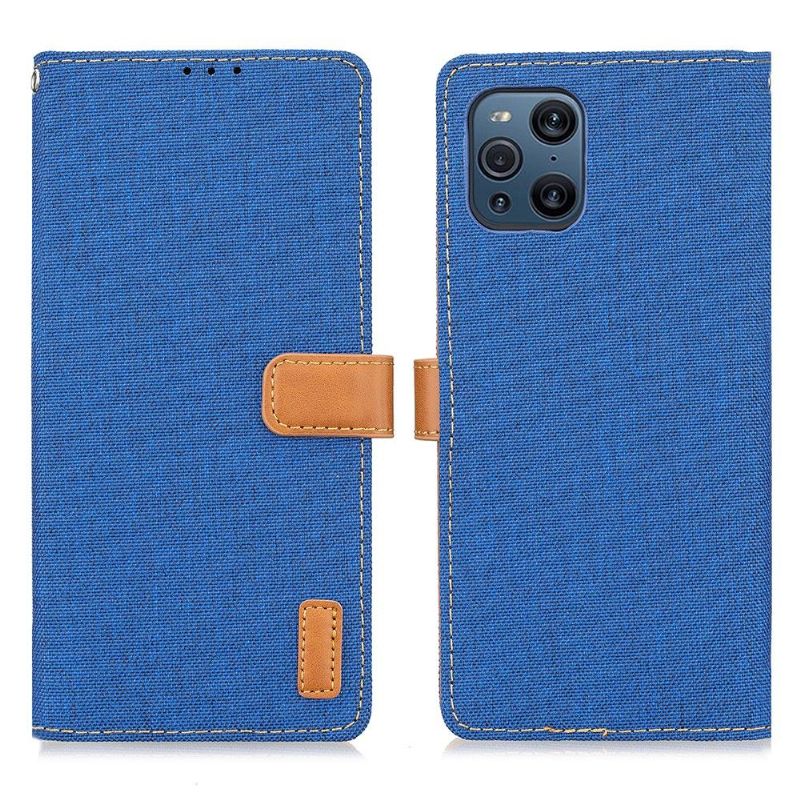 Kožené Pouzdro Na Oppo Find X3 Pro Efekt Plátna Oxford