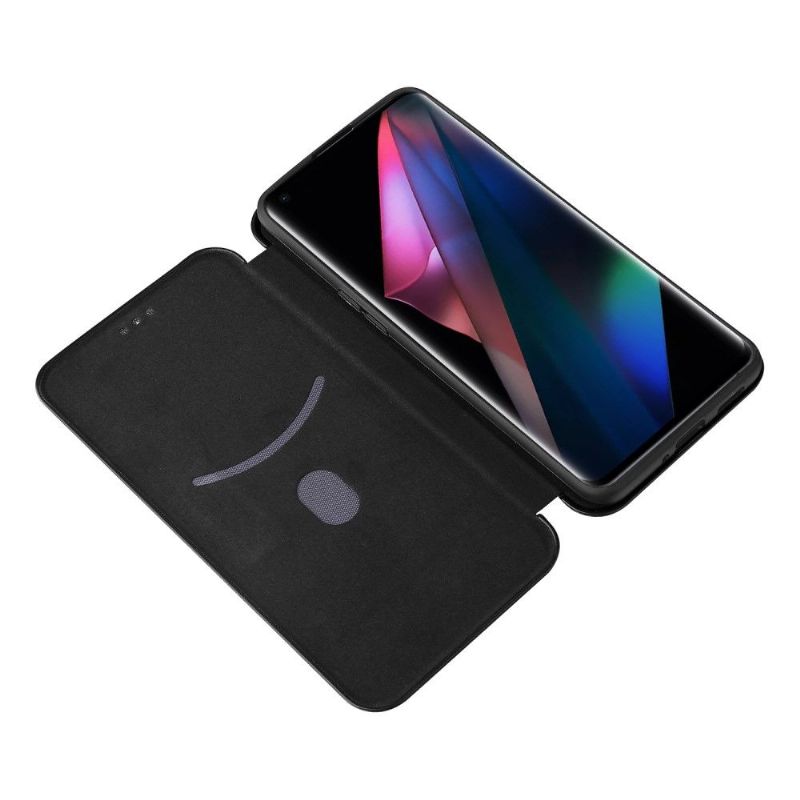 Kožené Pouzdro Na Oppo Find X3 Pro Koženka Z Uhlíkových Vláken