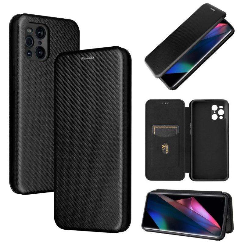 Kožené Pouzdro Na Oppo Find X3 Pro Koženka Z Uhlíkových Vláken