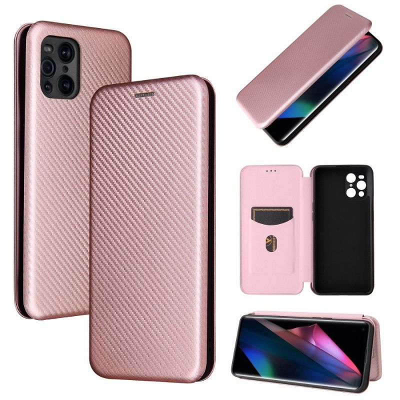 Kožené Pouzdro Na Oppo Find X3 Pro Koženka Z Uhlíkových Vláken