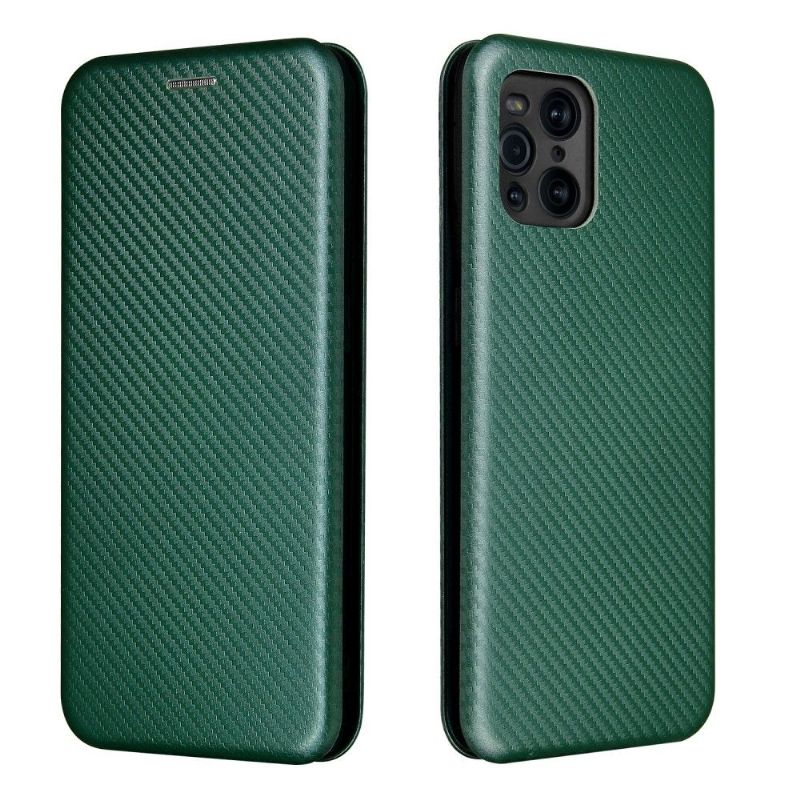 Kožené Pouzdro Na Oppo Find X3 Pro Koženka Z Uhlíkových Vláken