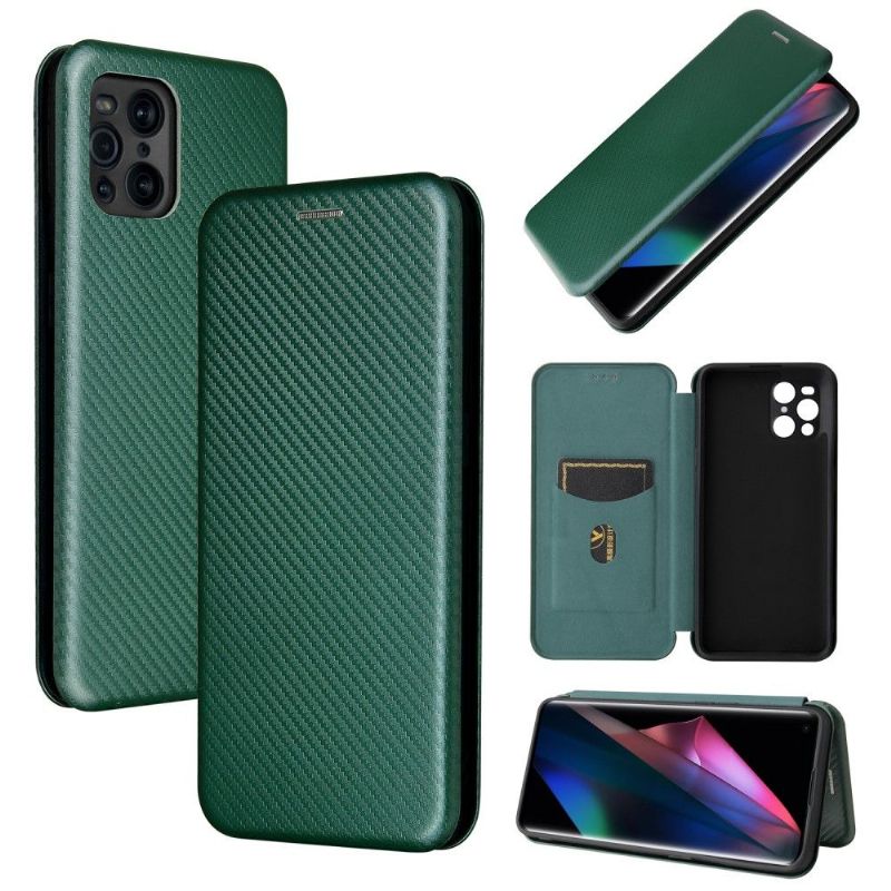 Kožené Pouzdro Na Oppo Find X3 Pro Koženka Z Uhlíkových Vláken