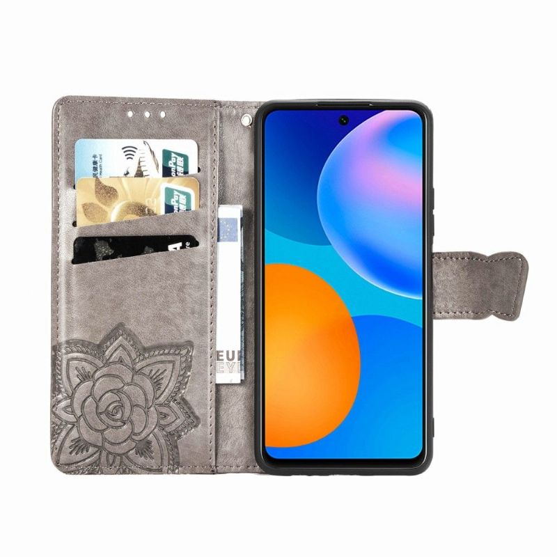 Flipové Pouzdro Na Huawei P Smart 2021 Reliéfní Motýl