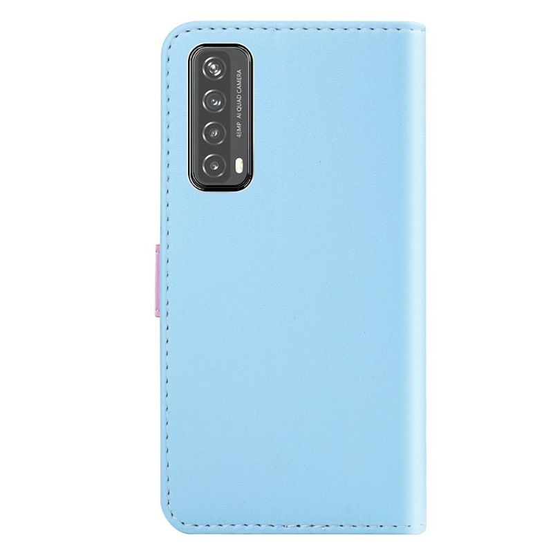Flipové Pouzdro Na Huawei P Smart 2021 Tříbarevné Prošívání Z Umělé Kůže