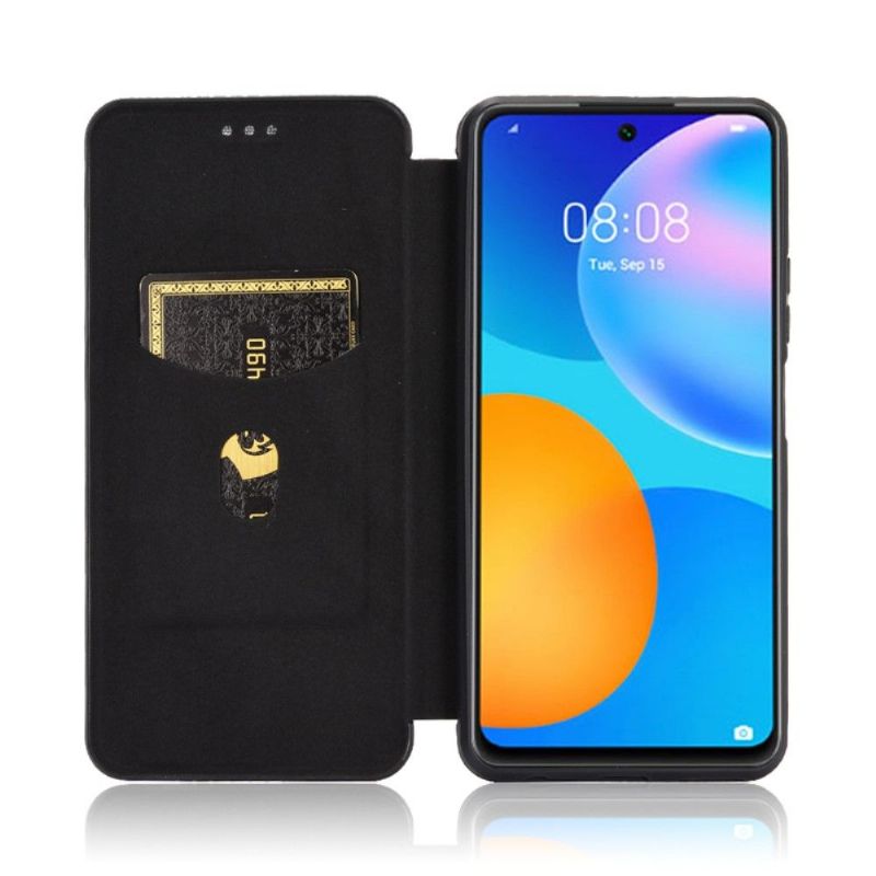 Flipové Pouzdro Na Huawei P Smart 2021 Umělá Kůže Ve Stylu Uhlíkových Vláken
