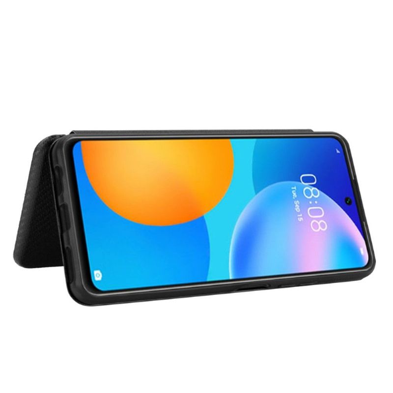 Flipové Pouzdro Na Huawei P Smart 2021 Umělá Kůže Ve Stylu Uhlíkových Vláken
