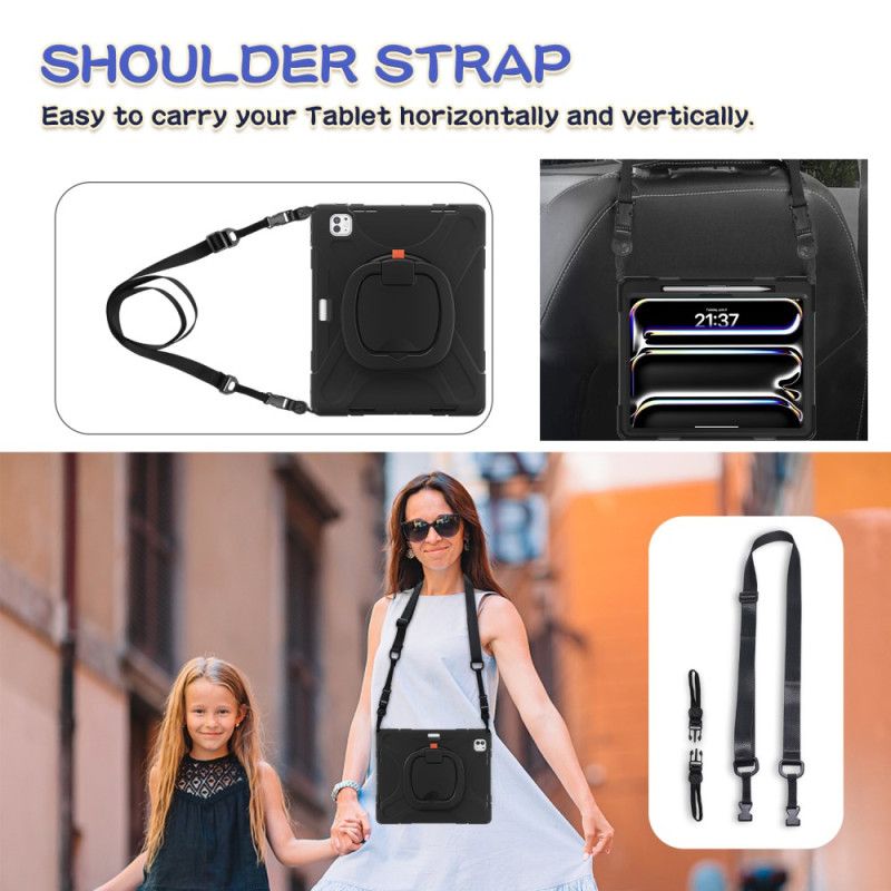 Kryt iPad Pro 13 (2025) Držák Na Prsten A Nastavitelný Ramenní Popruh