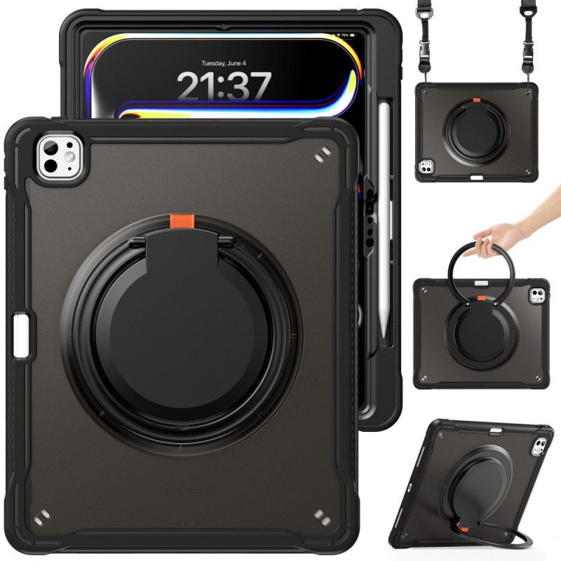 Kryt iPad Pro 13 (2025) Kryty Na Mobil Otočný Stojan A Ramenní Popruh