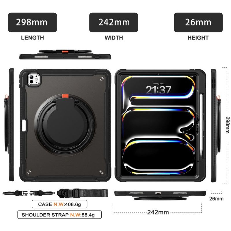 Kryt iPad Pro 13 (2025) Kryty Na Mobil Otočný Stojan A Ramenní Popruh