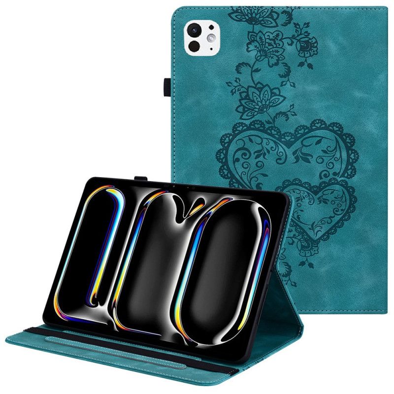 Pouzdro iPad Pro 13 (2025) Semišový Efekt Se Srdíčky