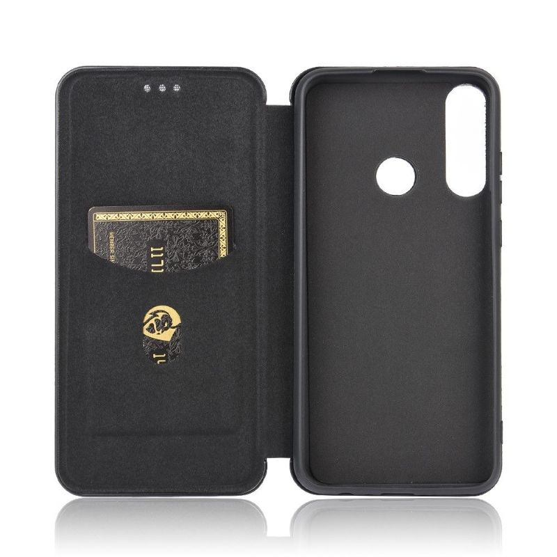 Flipové Pouzdro Na Huawei Y6p Efekt Uhlíkových Vláken