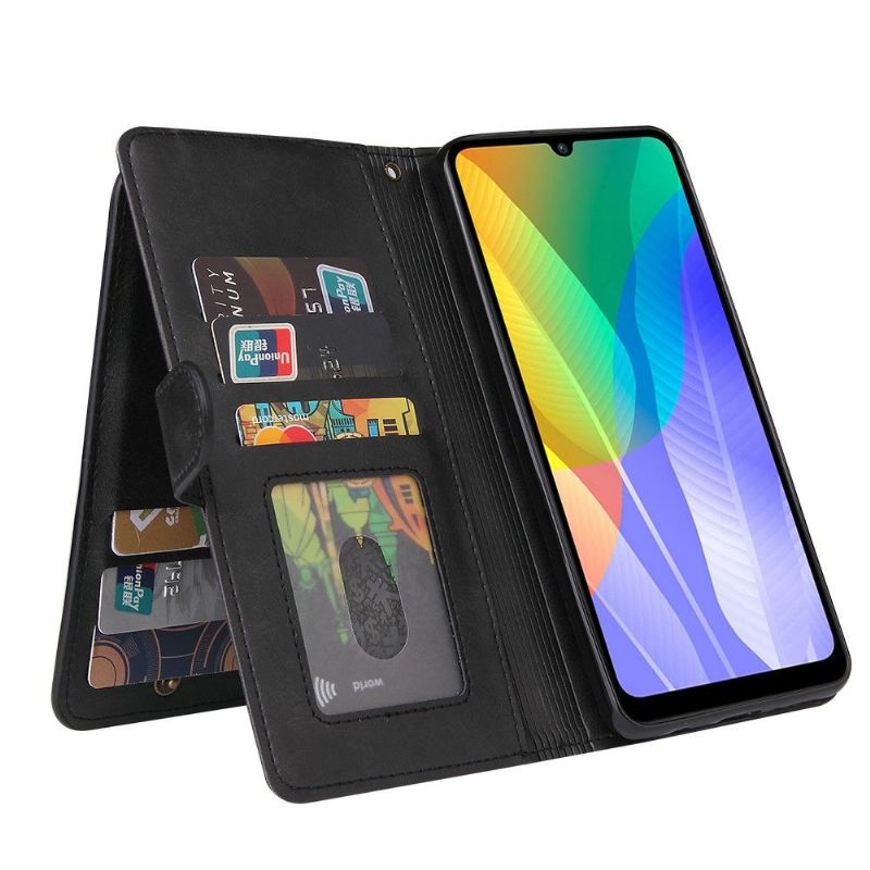 Flipové Pouzdro Na Huawei Y6p Vícekomorový Držák - Černý