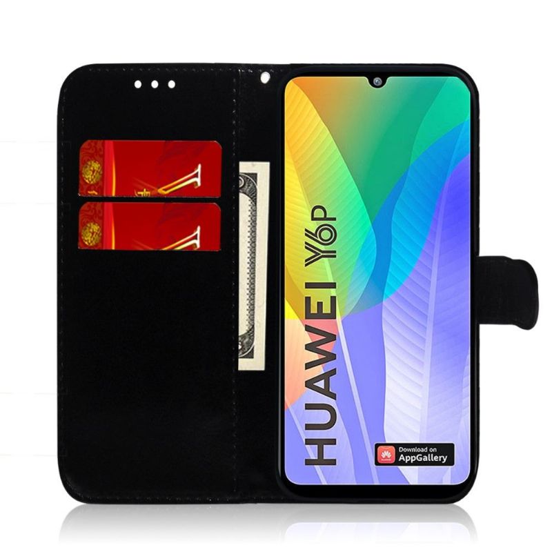 Flipové Pouzdro Na Huawei Y6p Zrcadlový Efekt Z Umělé Kůže
