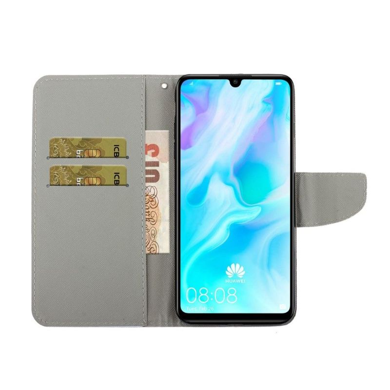 Kožené Pouzdro Na Huawei Y6p Modrý Motýl