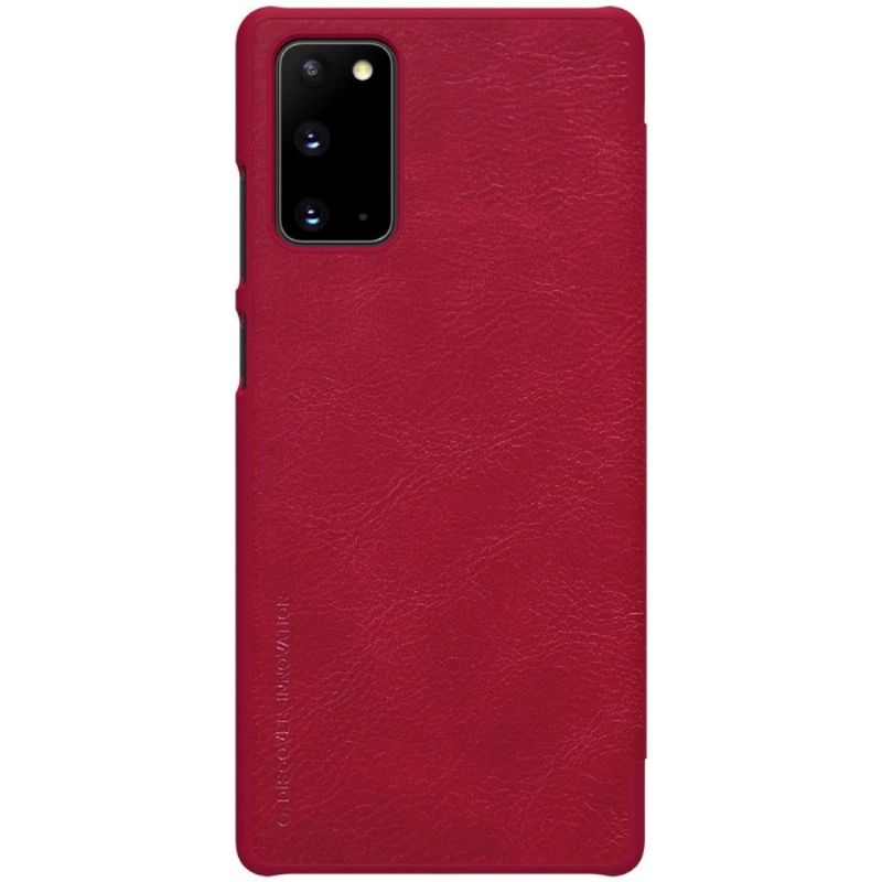 Flipové Pouzdro Na Samsung Galaxy Note 20 Efekt Kůže Qin - Červená