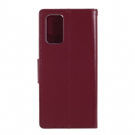 Flipové Pouzdro Na Samsung Galaxy Note 20 Imitace Kůže Bravo Series - Vínově Červená