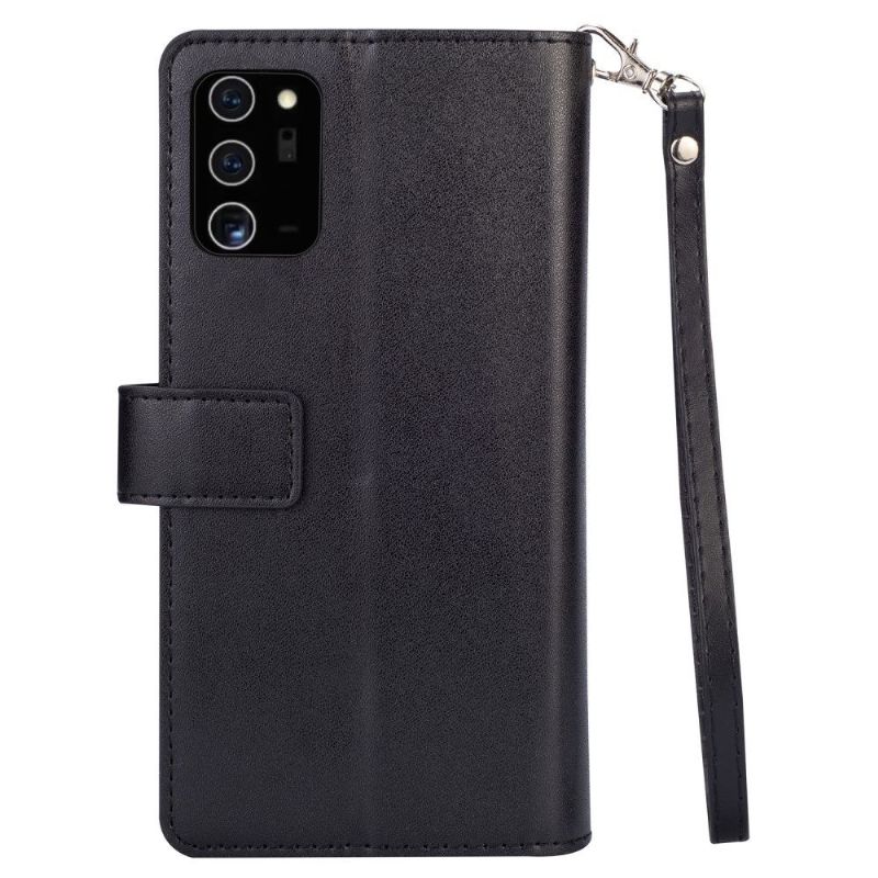 Flipové Pouzdro Na Samsung Galaxy Note 20 Na Lana Držák Karet Z Umělé Kůže